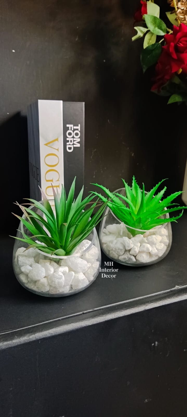 Artificial Succulent Glass Planter