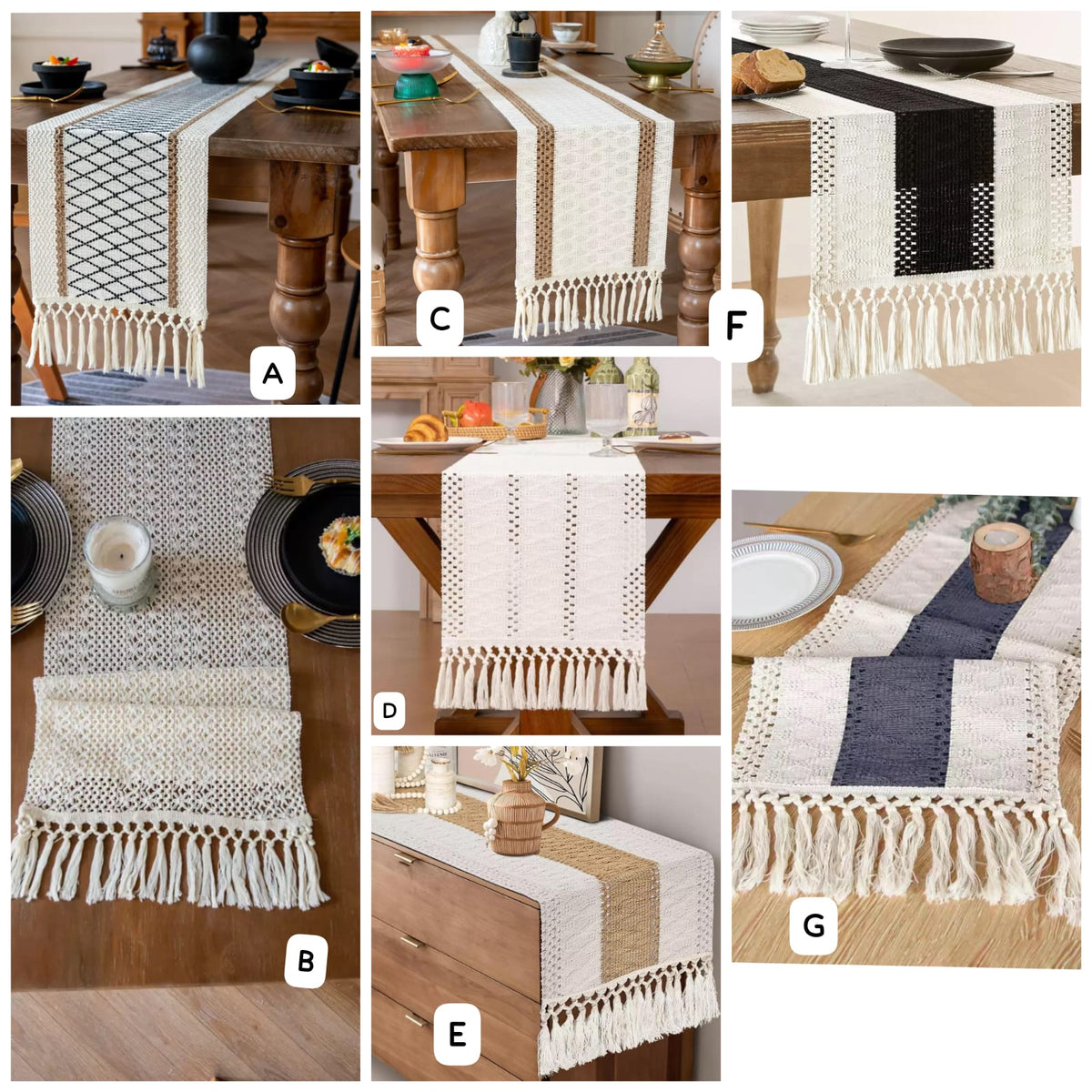 Elegant boho woven table runner