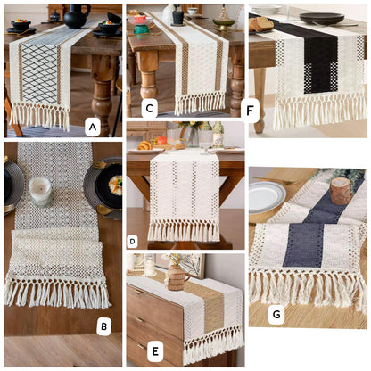 Elegant boho woven table runner