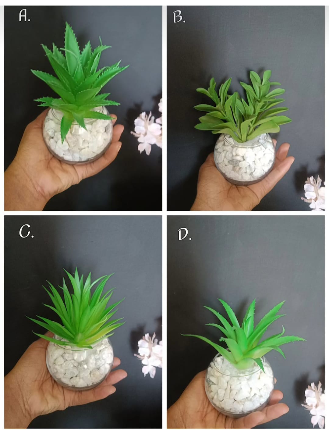 Mini Artificial Succulent Glass Planters
