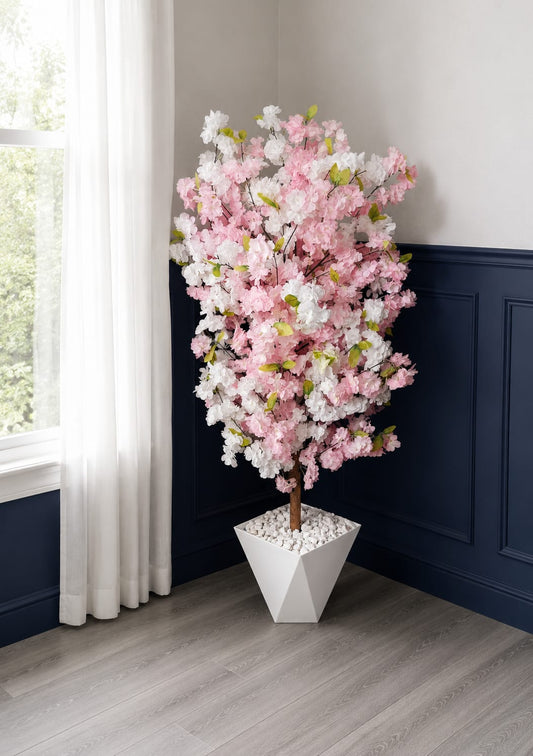 Charming pink and white artificial cherry blossom tree