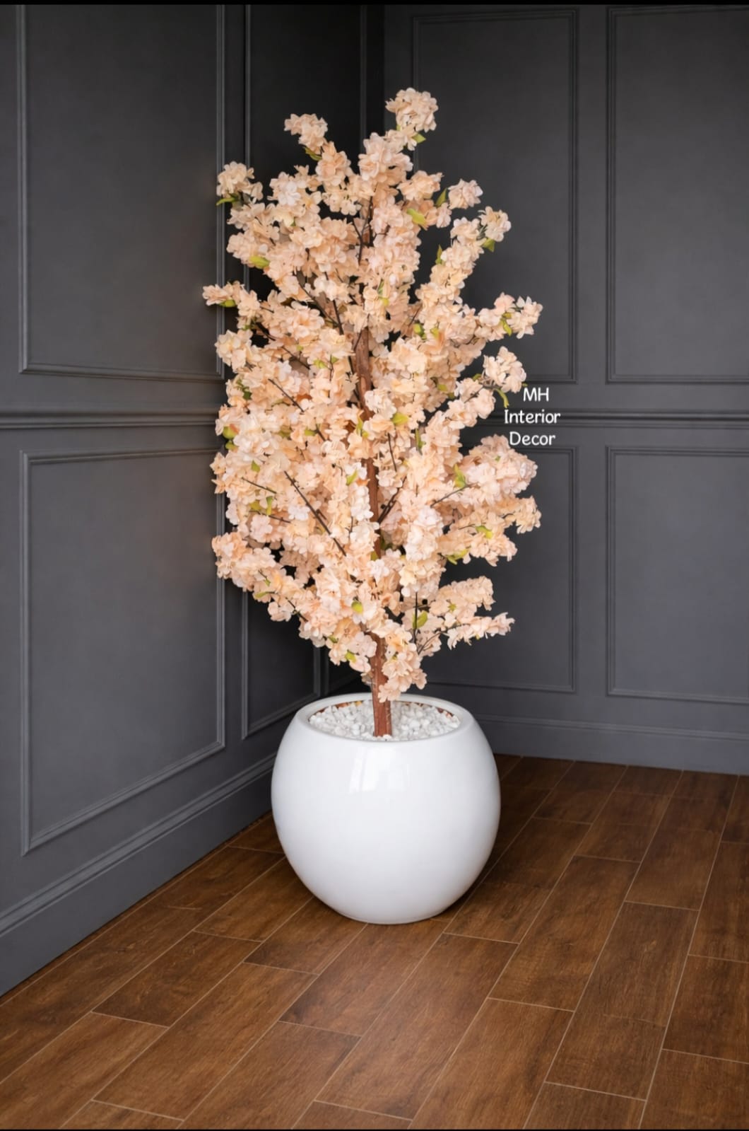 Elegant white artificial cherry blossom tree