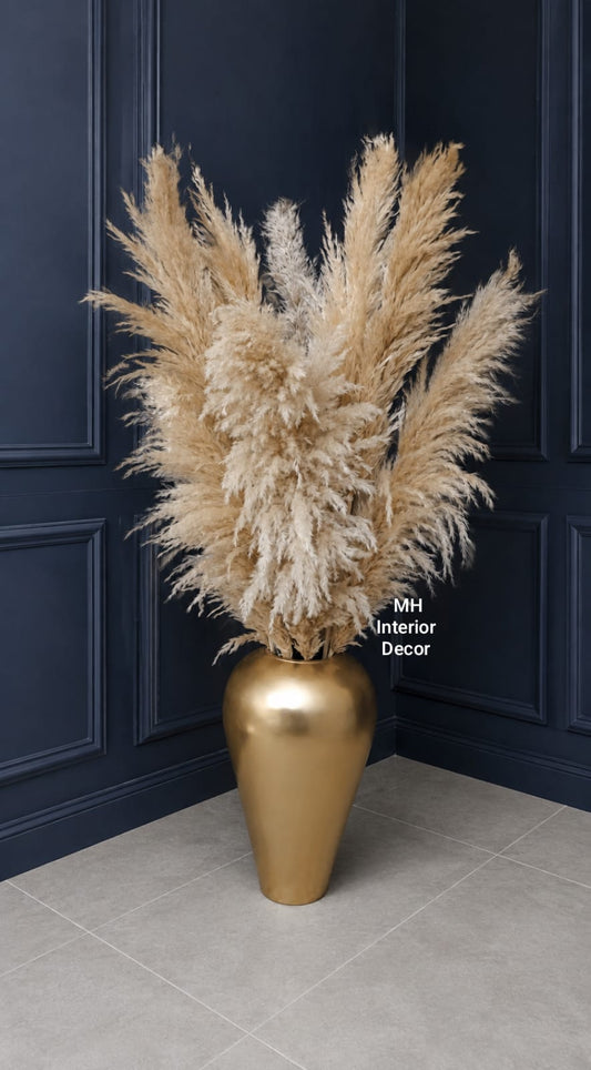 Natural Beige Pampas Grass with Fibre Glass Vase