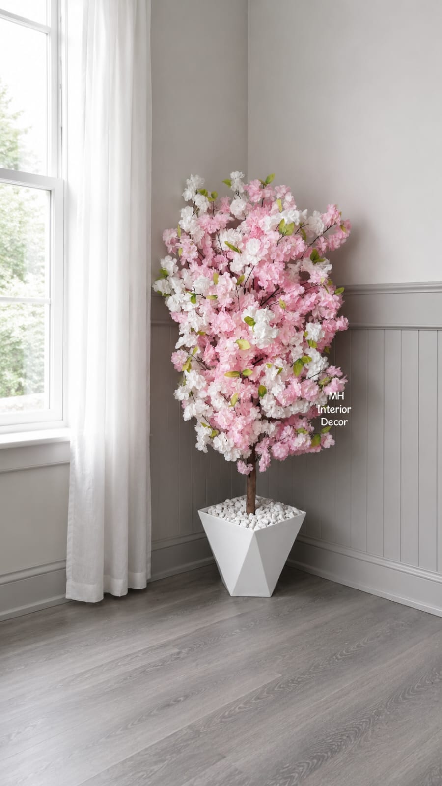 Charming pink and white artificial cherry blossom tree