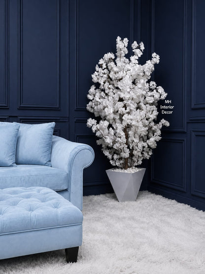 Elegant white artificial cherry blossom tree