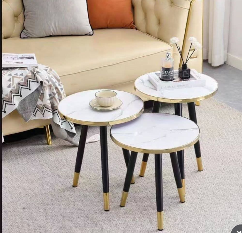 Elegant White Nesting Tables/Stools