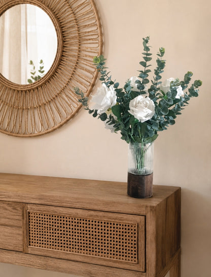 Artificial Eucalyptus with Modern Glass Vase