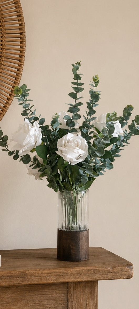 Artificial Eucalyptus with Modern Glass Vase