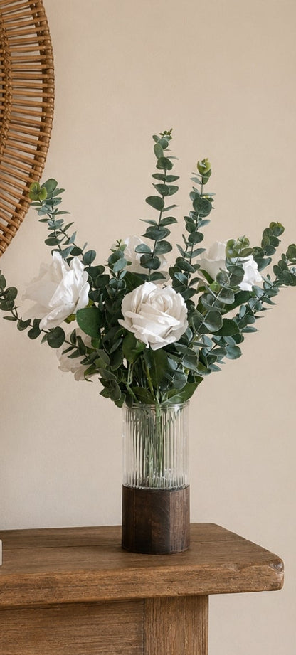 Artificial Eucalyptus with Modern Glass Vase