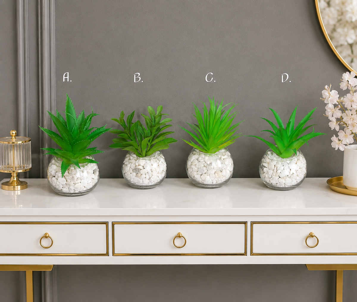Mini Artificial Succulent Glass Planters