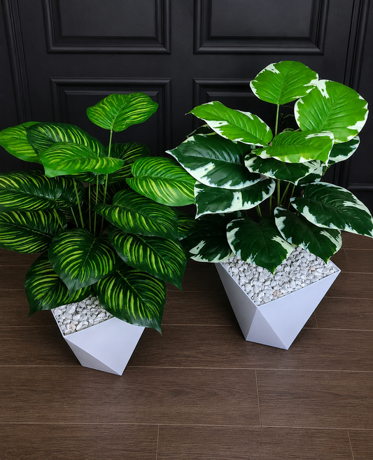 Artificial Peacock plant and Elephant ear Plant