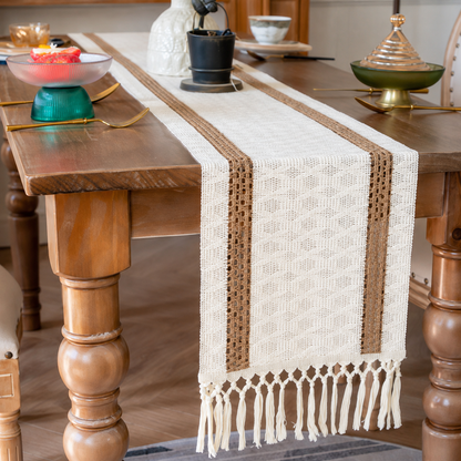 Elegant boho woven table runner